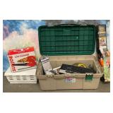 357 - STORAGE BIN & CONTENTS, LEAF BLOWER, TRIMMER