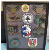 444 - MIXED MILITARY PATCHES FRAMED (E17)
