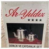431 - STAINLESS STEEL TURKISH TEAPOT SET (A35)