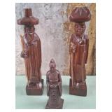 12 - THREE ASIAN CARVED WOOD FIGURINES (P46)