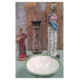 12 - COLLECTIBLE FIGURINES, VASE & BOWL (P44)