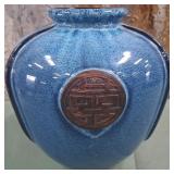 12 - CHINESE BLUE GLAZE CERAMIC VASE 9'T (P38)