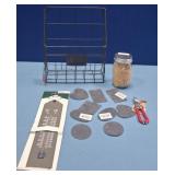 43 - METAL BASKET, TEMPERATURE GAUGE, PLANT TAGS