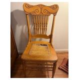 15 - ANTIQUE WOODEN CHAIR WITH CANE SEAT