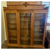 15 - VINTAGE OAK CURIO DISPLAY CABINET
