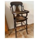 15 - ANTIQUE WOODEN BABY HIGH CHAIR