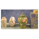 12 - CERAMIC GINGER JARS, VASE & ELEPHANT FIGURINE