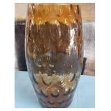 444 - VINTAGE AMBER GLASS BUBBLE DESIGN VASE 14'T