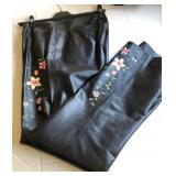 F - WOMEN'S ALFANI EMBROIDERED LEATHER PANTS