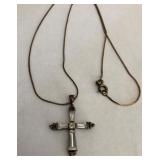 313 - STERLING SILVER CROSS PENDANT NECKLACE (A17)