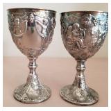 F - TWO CORBELL & CO SILVER-PLATED WINE GOBLETS