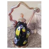F - SIGNED ART GLASS TEAPOT (L136)