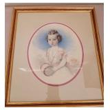 F - VINTAGE PORTRAIT ART FRAMED 12X15' (A182)