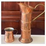 F - VINTAGE COPPER PITCHER & MUG (L34)