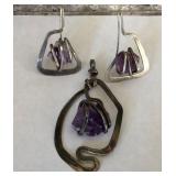 313 - STERLING SILVER EARRINGS & PENDANT (A19)