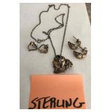 313 - STERLING SILVER NECKLACE & EARRINGS (A23)