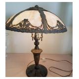 F - ART NOUVEAU SLAG GLASS TABLE LAMP (A161)