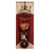 F - WROUGHT IRON ETAGERE WITH CONTENTS (L129)