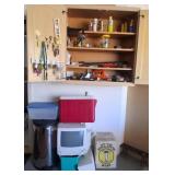 F - COOLERS, TRASH CAN, EVERYTHING IN THE CUPBOARD