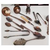 F - LOT OF VINTAGE SILVER SPOONS/ LADELS (L123)