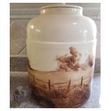 F - VINTAGE POTTERY JAR WITH LID (K205)