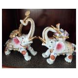 F - TWO VINTAGE SATSUMA-STYLE CIRCUS ELEPHANTS