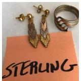 313 - STERLING SILVER EARRINGS & RING (A21)