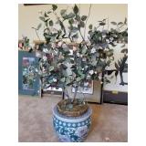F - CERAMIC PLANTER POT & FAUX FFLOWERING TREE (R4