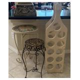 F - TWO PLANT STANDS & WINE RACK (L40)