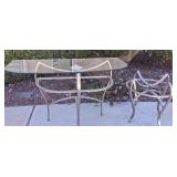 F - CONSOLE TABLE WITH GLASS TOP, SIDE TABLE BASE