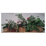 F - LOT OF FAUX PLANTS N BASKETS (G33)