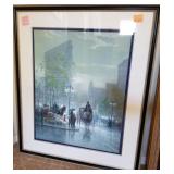 F - G. HARVEY 'SUNDAY SHOWERS' ART FRAMED 35X41'