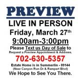 PREVIEW LIVE IN PERSON - Friday, March 27th