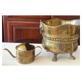 F - VINTAGE FOOTED CACHEPOT & WATERING CAN (L33)