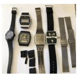 313 - LOT OF FIVE WATCHES, MISC BANDS (A8)
