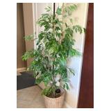 F - FAUX TREE IN BASKET PLANTER 67'T (L54)