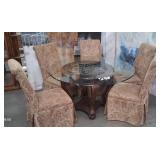11 - GLASS TOP DINING TABLE WITH FIVE CHAIRS (M115
