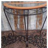 11 - METAL AND GLASS CONSOLE TABLE