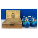11 - COLLECTIBLE WOODEN SHOES, CIGAR BOXES (M205