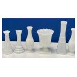 N - SIX PIECES OF COLLECTIBLE MILK GLASS (B155)