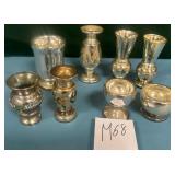 11 - LOT OF EIGHT VASES & CANDLE HOLDERS (M68)