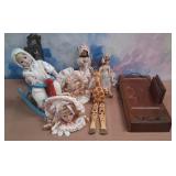 11 - VINTAGE DOLLS AND WOODEN CASE