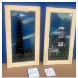 357 - TWO PIECES LIGHTHOUSE ART FRAMED (N22)