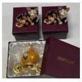 N - PUMPKIN CARRIAGE & TWO CATS TRINKET BOXES