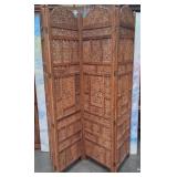 11 - CARVED THREE-PANEL DECORATIVE SCREEN (M108)
