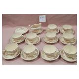 14 - HOMER LAUGHLIN VIRGINIA ROSE TEACUPS/ SAUCERS