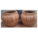 11 - PAIR RUSTIC CERAMIC PLANTERS