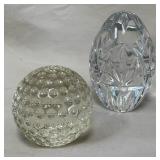 B - CRYSTAL EGG + CRYSTAL GOLF BALL - SAKS FIFTH W