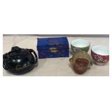 B - BAODING CHIME BALLS, TEAPOT, TEACUPS (F8)