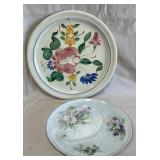B - CAKE PLATE & RED WING POTTERY PLATTER (D4)